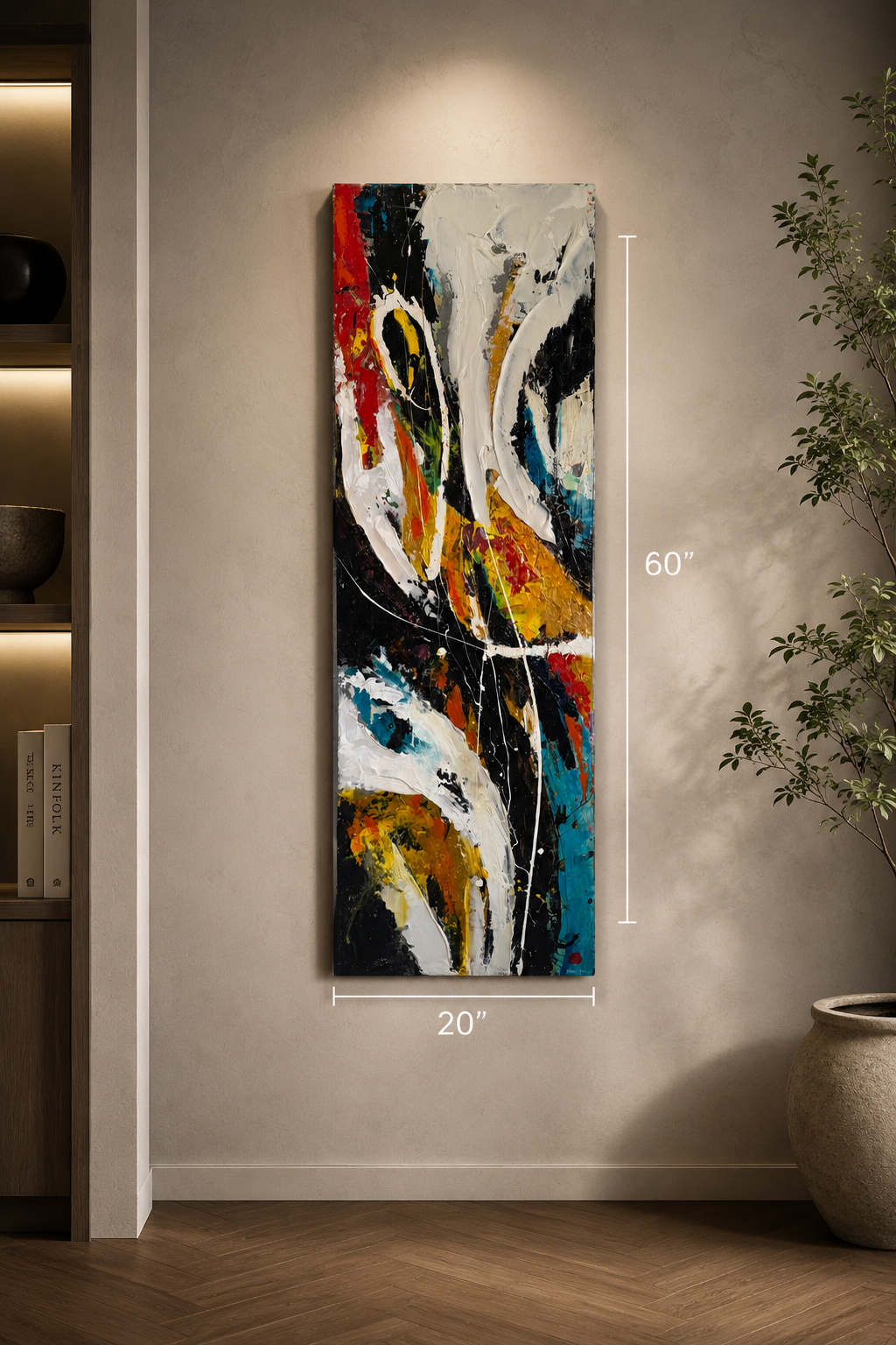 "Bliss" 60x20 inches, Mixed Media Acrylic and Oil Painting