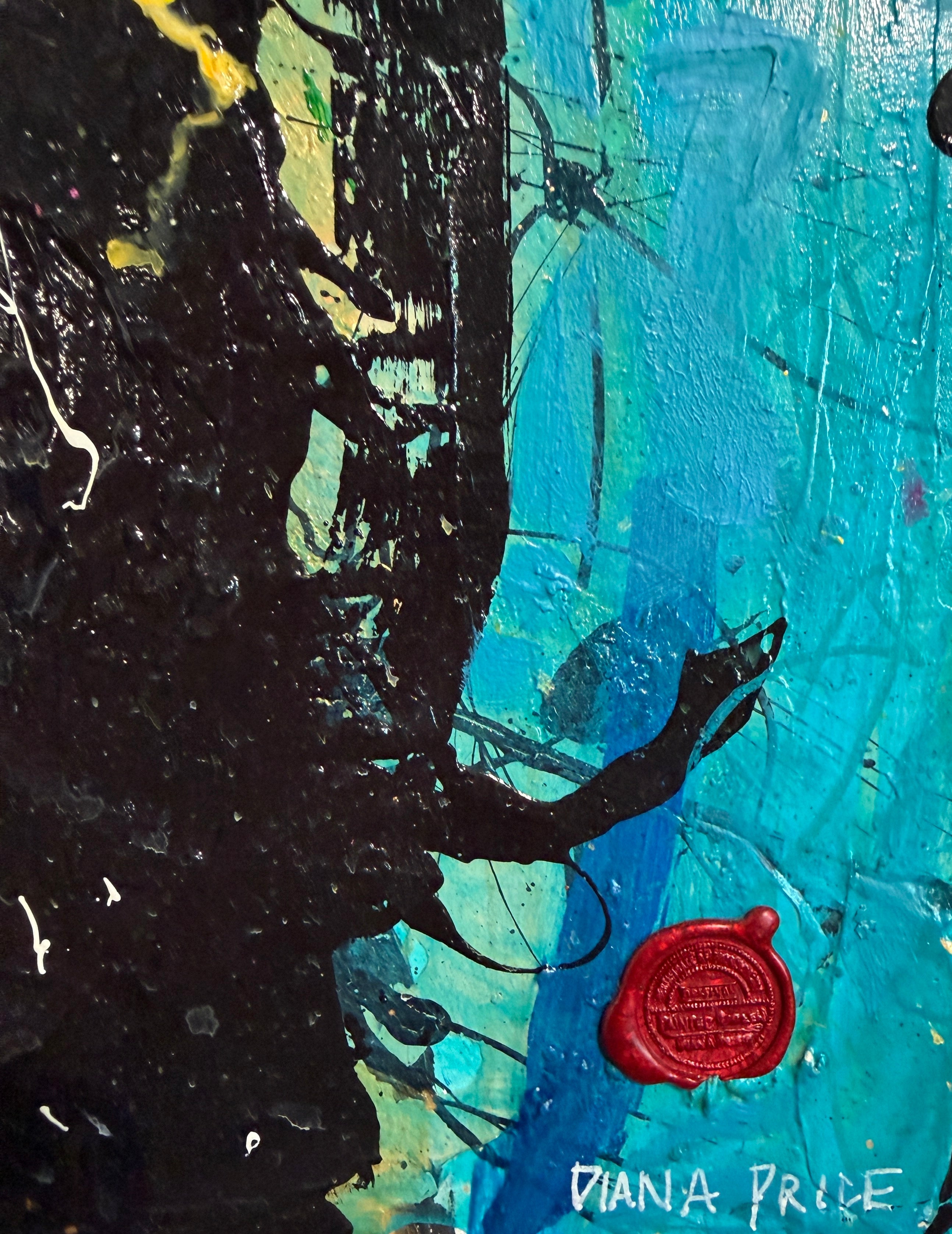 "Bliss" 60x20 inches, Mixed Media Acrylic and Oil Painting